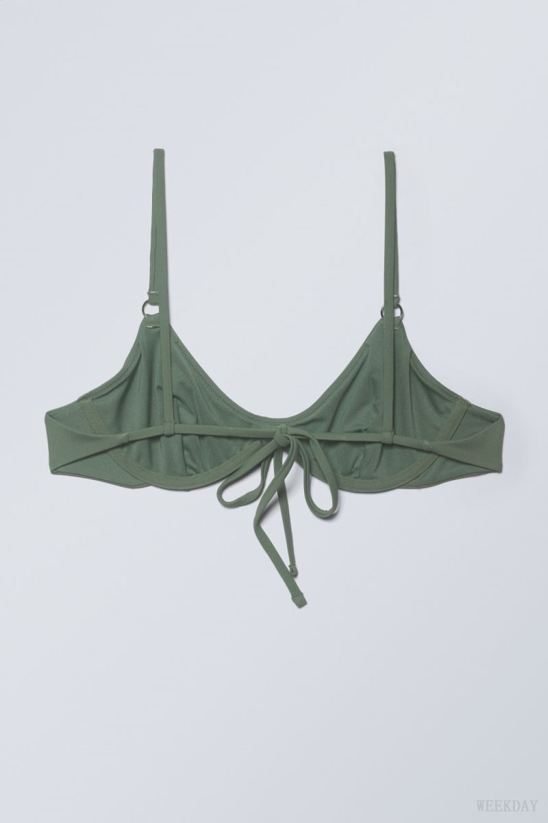 Weekday Wire Bikini Top Olive Green | KZTS0009