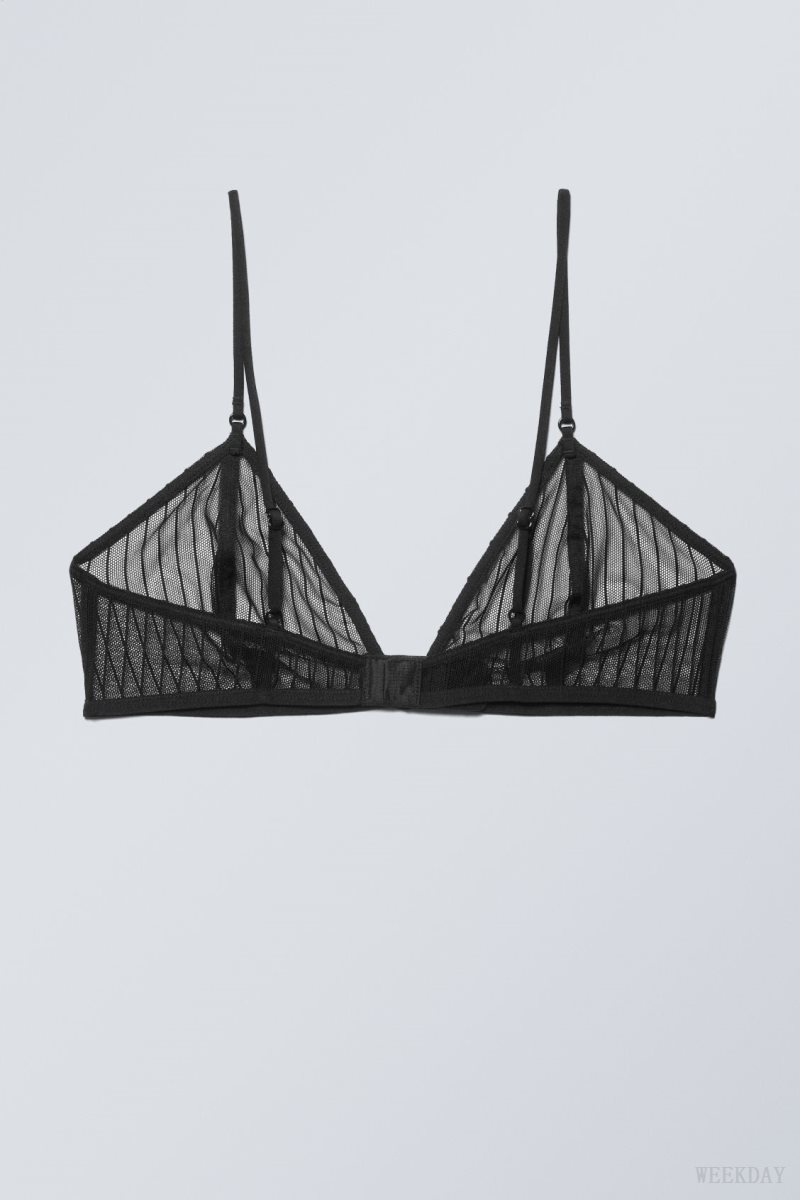 Weekday Zelda Lace Bralette Bralette Black Stripes | FAJF5963