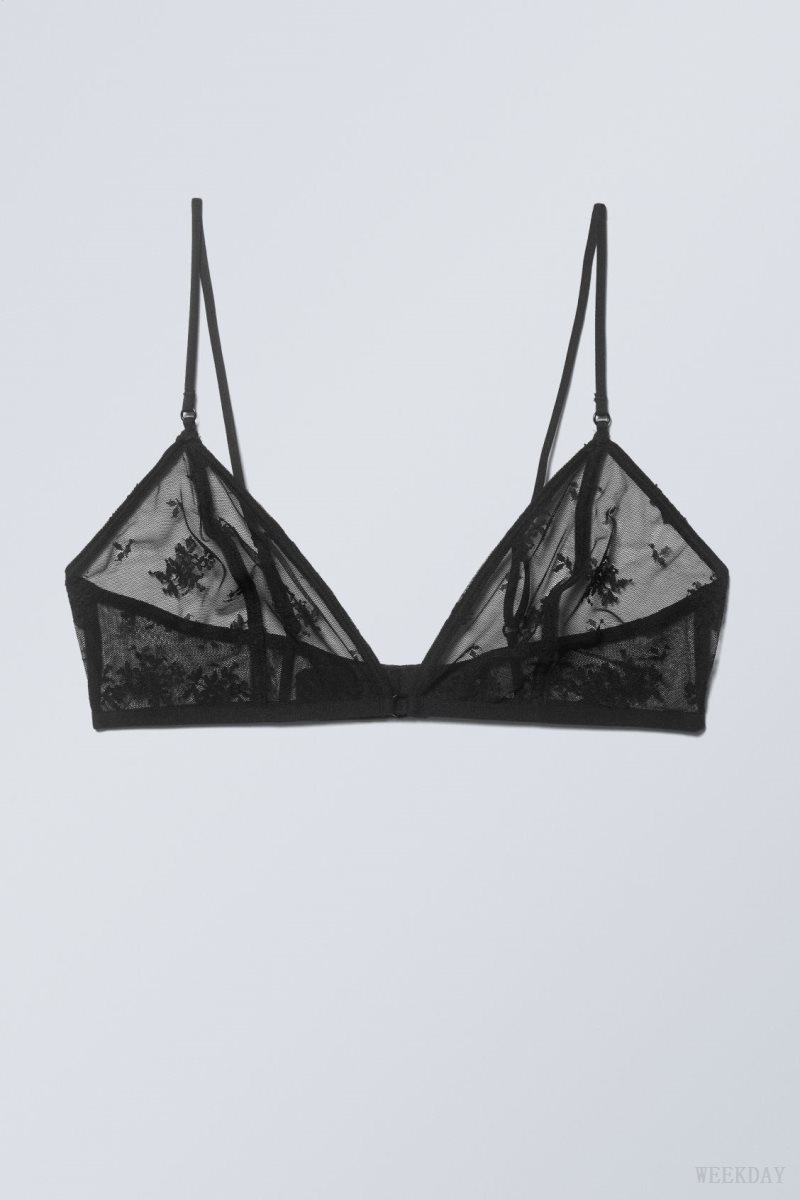 Weekday Zelda Lace Bralette Bralette Black | EVRS1261