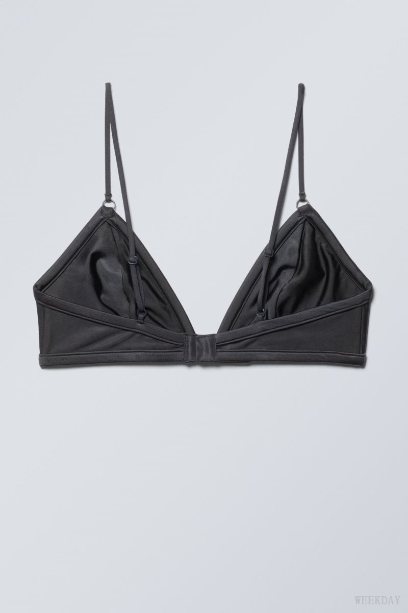 Weekday Zelda Shiny Triangle Bra Bra Dark Grey | CTZG0953