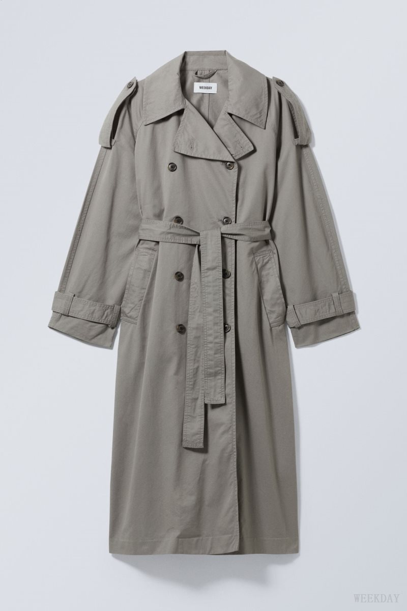 Weekday Zenni Oversized Trench Dark Grey | IBPL6275