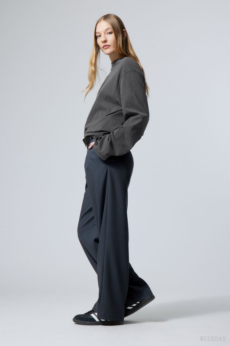 Weekday Zia Suit Trousers Dark Blue | ZZAI4414